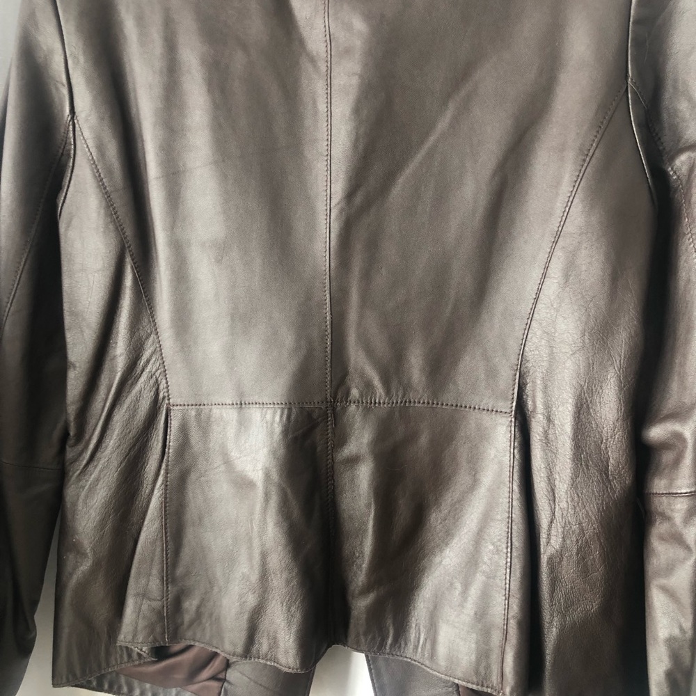 Kasper 100% Genuine Leather brown Jacket with two pockets - Picture 4 of 12